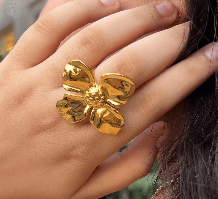 Gold Flower Statement Ring